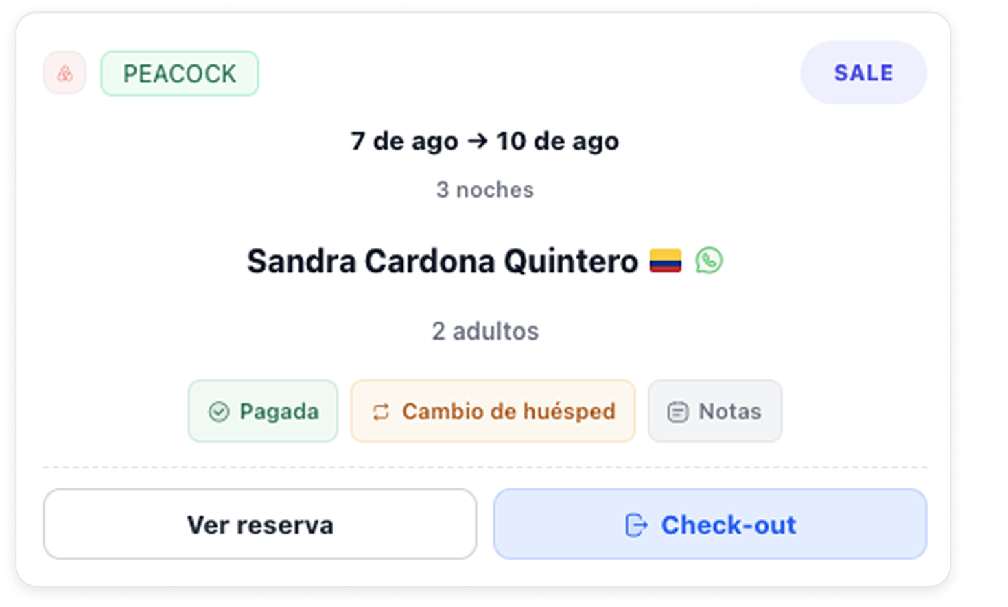 Datos de huéspedes registrados en una reserva de Traveleros